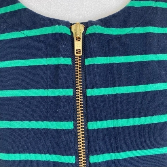 Lands’ End Nautical Blazer Zip-up Jacket Kelly Green & Navy Blue Striped Sz 10 - Picture 15 of 15